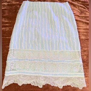 Intuitions Elegant Lace Trimmed Blue Skirt - Anthropologie